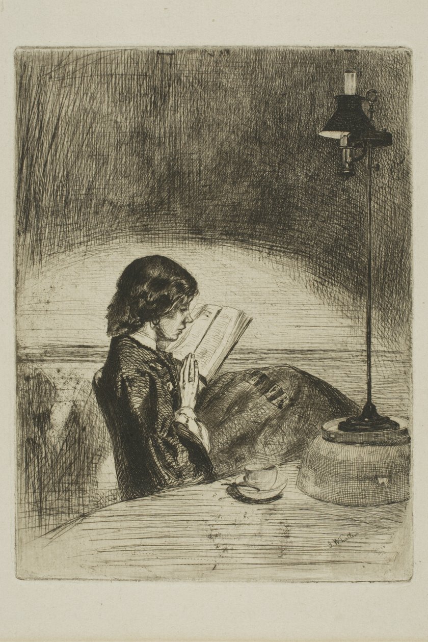 Czytanie przez Lamplight autorstwa James Abbott McNeill Whistler