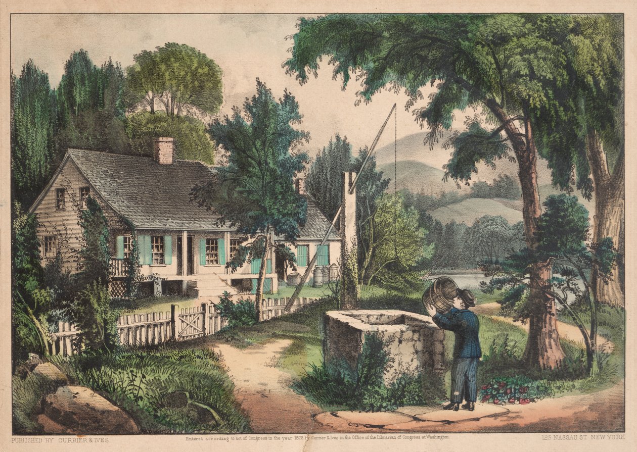 Stare dębowe wiadro autorstwa James Merritt Ives