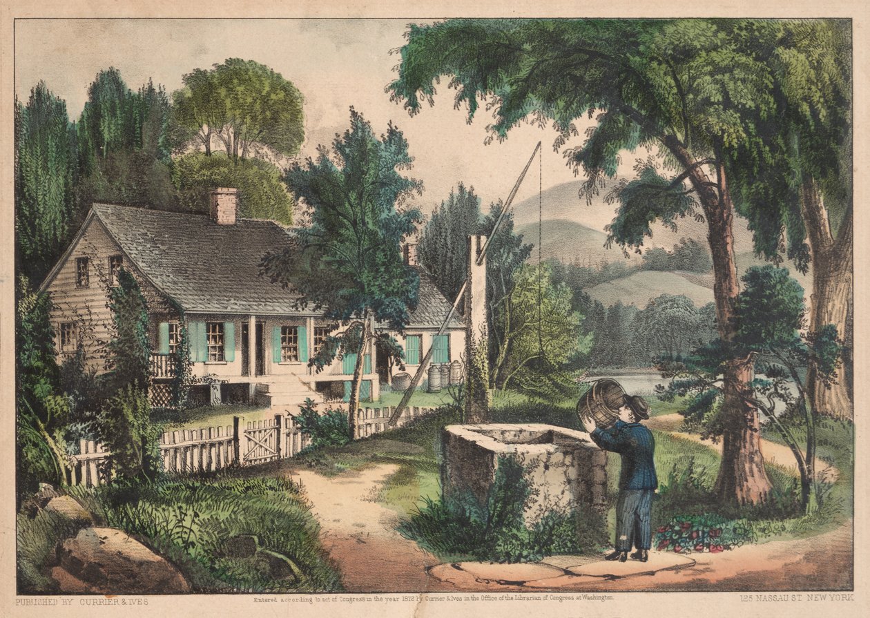 Stare dębowe wiadro. autorstwa James Merritt Ives
