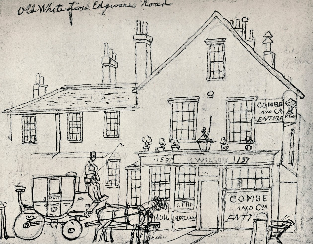 Stary biały lew, Edgware Road, c1821 autorstwa James Pollard