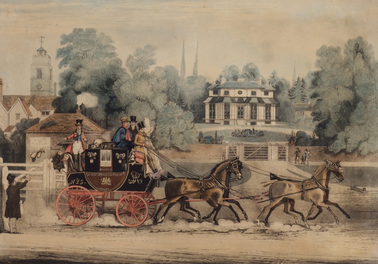Royal Mail Coach (kolorowy grawerunek) autorstwa James Pollard