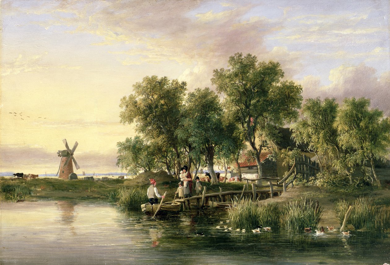 Krajobraz rzeki Norfolk oświetlonej słońcem autorstwa James Stark