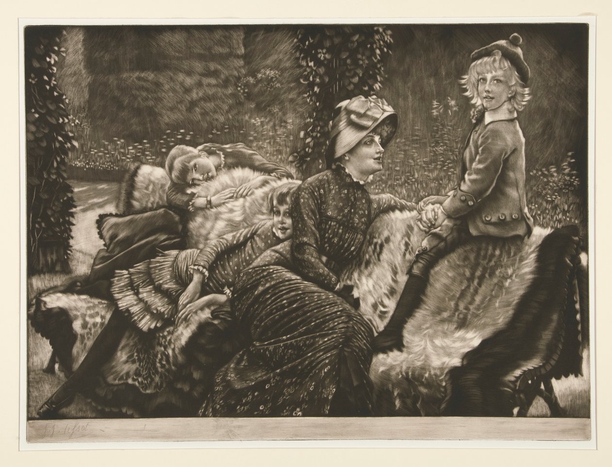 Ławka ogrodowa autorstwa James Tissot