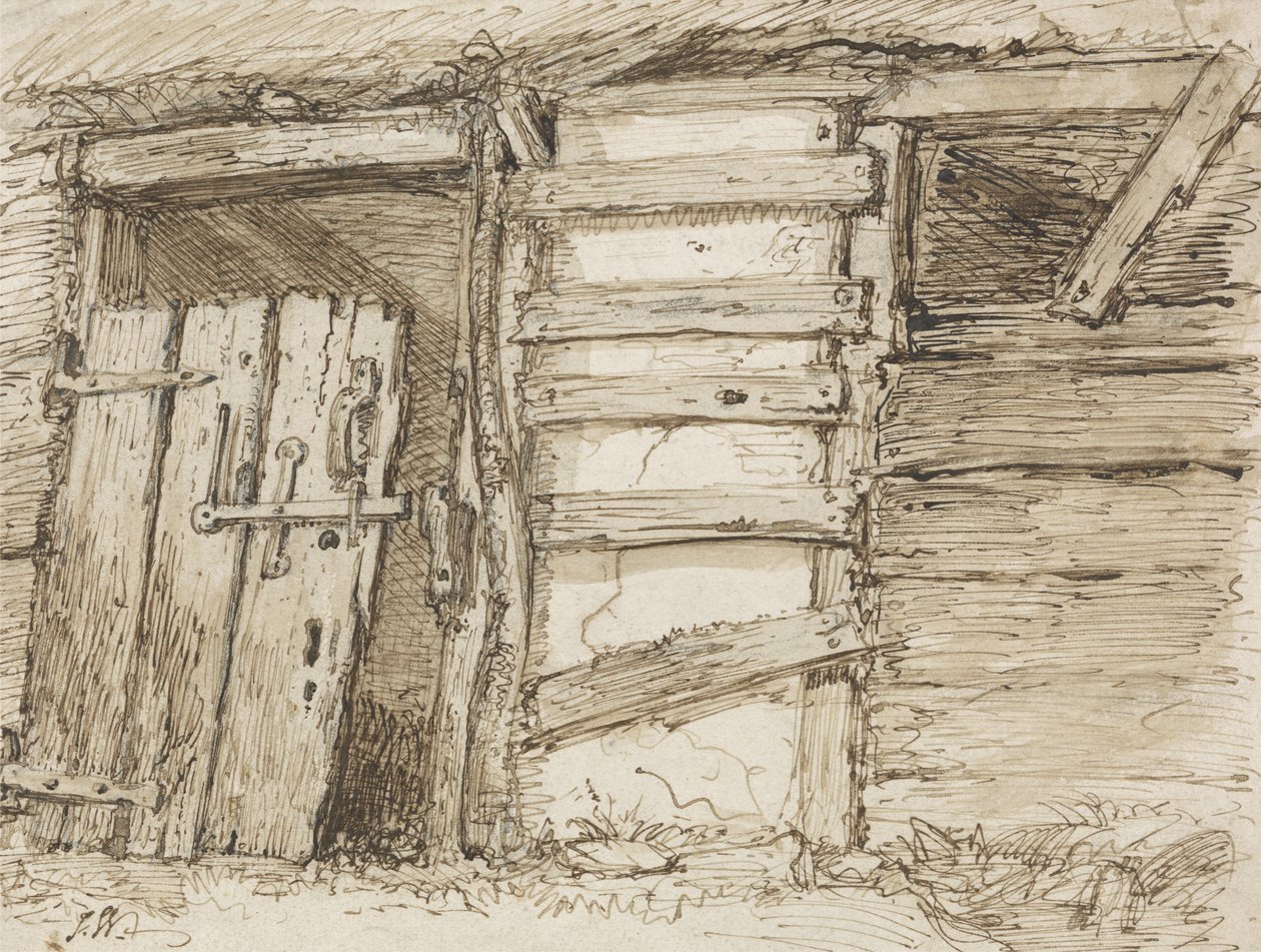 Ściana wychodka (pióro i atrament na papierze) autorstwa James Ward