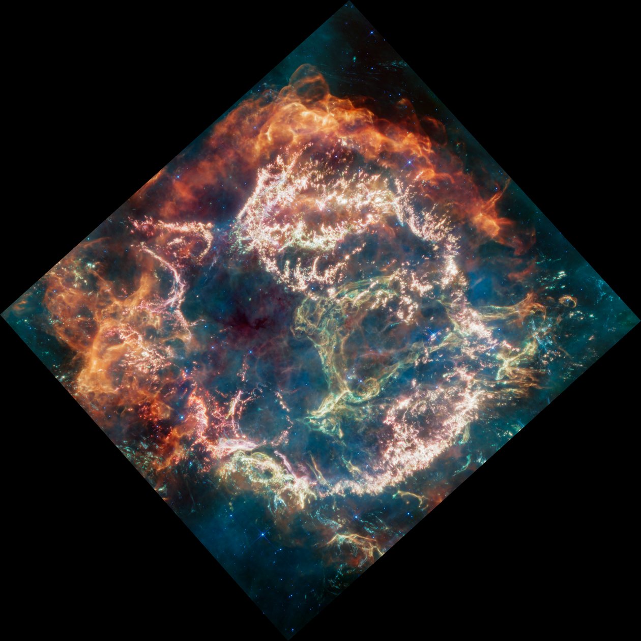 Kasjopeja A (obraz MIRI) autorstwa James Webb Space Telescope (NASA)