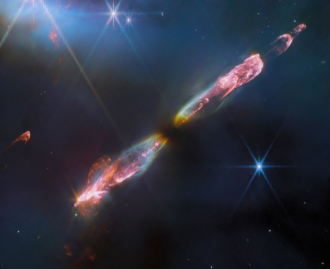 HH 211 (obraz z kamery NIRCam) autorstwa James Webb Space Telescope (NASA)