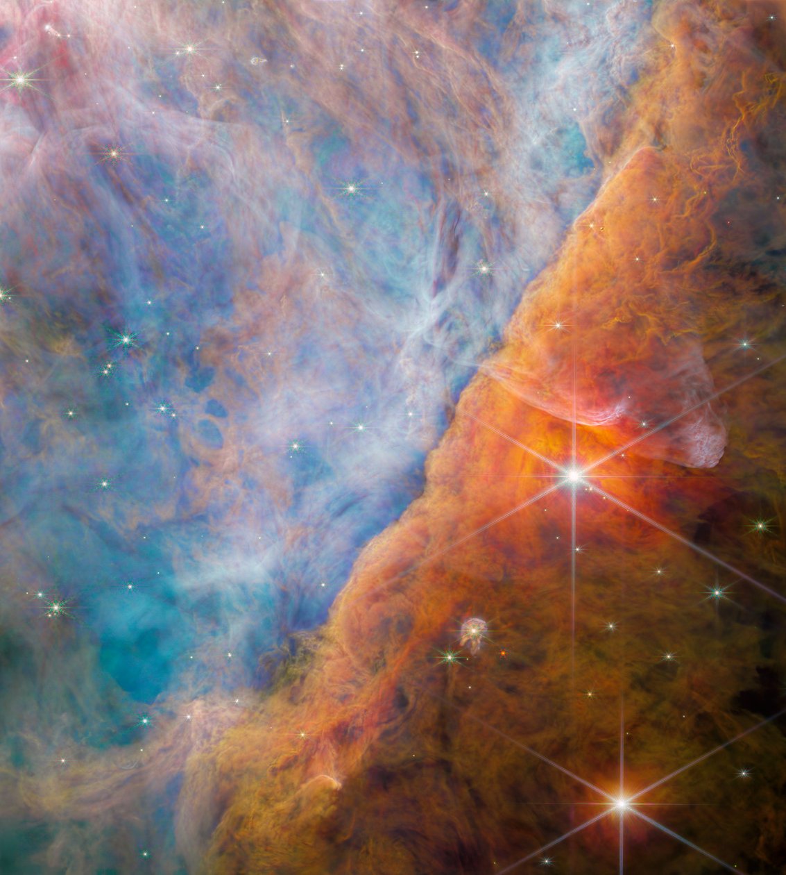 Pasek Oriona (obraz z NIRCam) autorstwa James Webb Space Telescope (NASA)