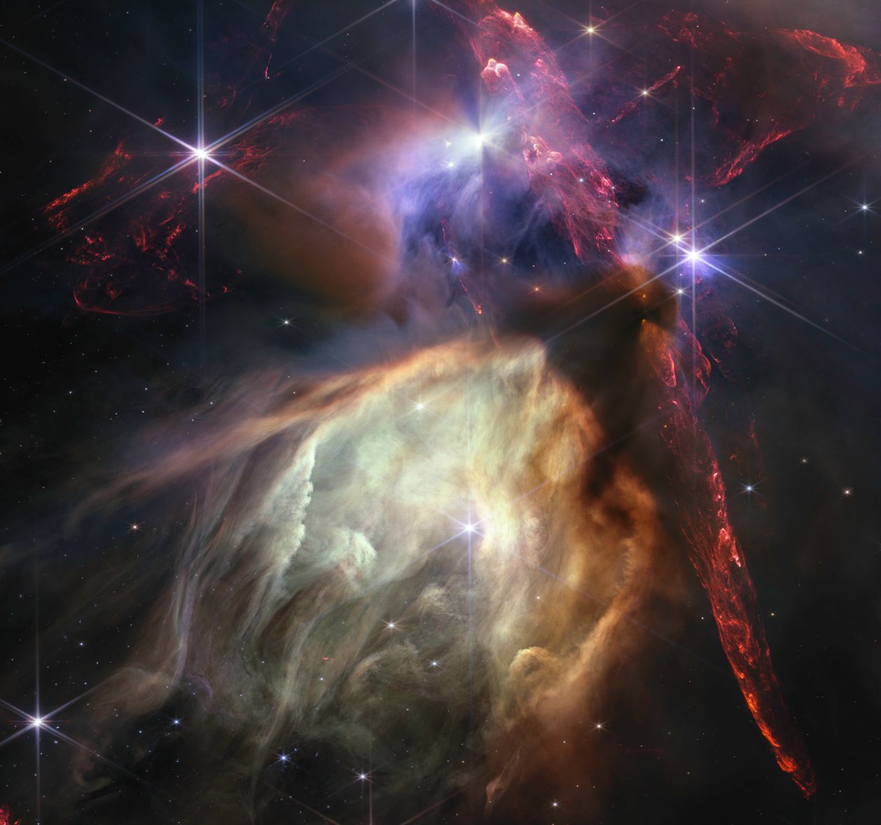 Rho Ophiuchi (obraz z NIRCam) autorstwa James Webb Space Telescope (NASA)