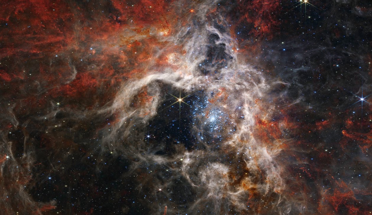 Mgławica Tarantula (obraz NIRCam) autorstwa James Webb Space Telescope (NASA)