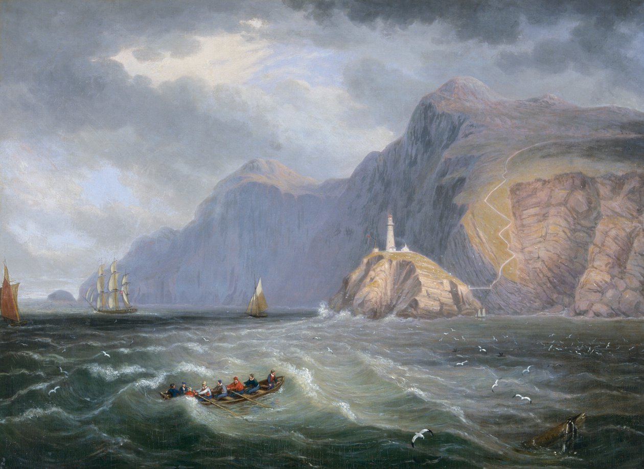 „South Stack Rock Holyhead”, 1820-1830 autorstwa James Wilson Carmichael