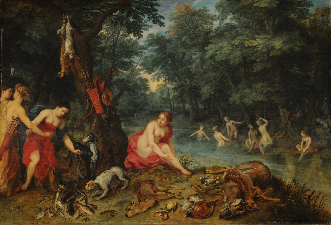 Kąpiel nimf (nimfy Diany wracają z wędkowania) autorstwa Jan the Elder Brueghel