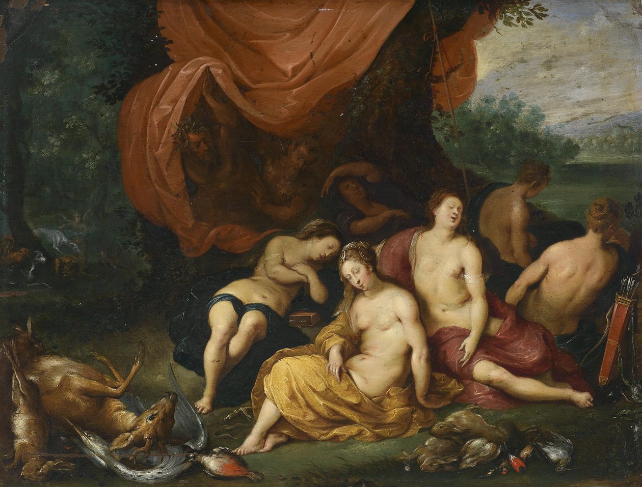 Diana i jej nimfy po polowaniu, podsłuchane przez satyrów autorstwa Jan Brueghel the Younger