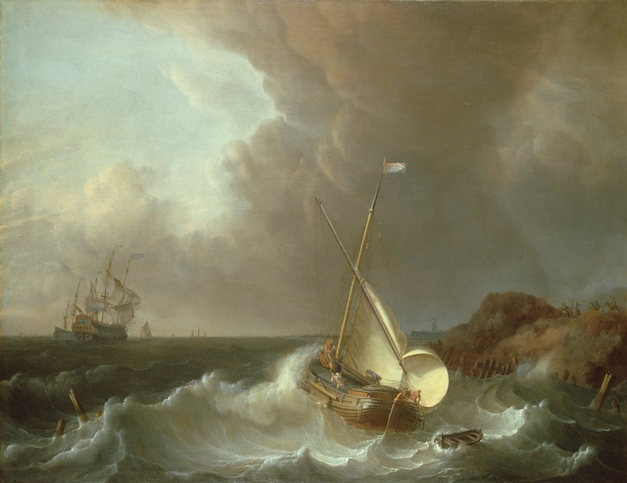 Galeon na wzburzonych morzach autorstwa Jan Claesz Rietschoof