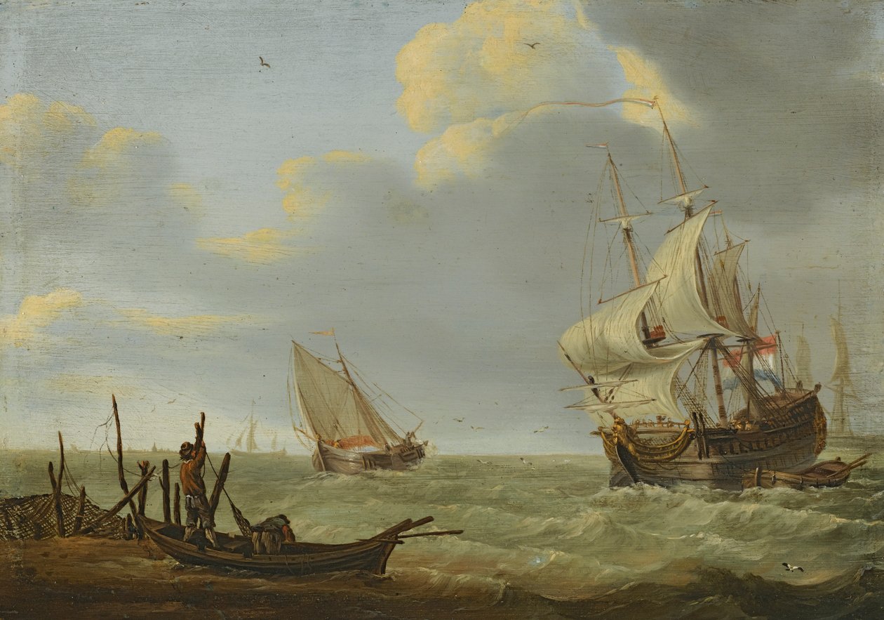 Statki w bryzie autorstwa Jan Claesz Rietschoof