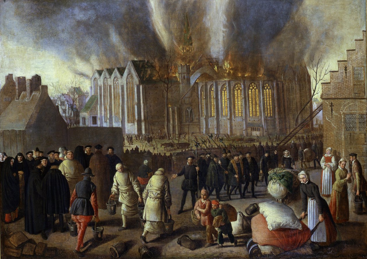 Nieuwkerk w Dordrecht płonął w 1568 r. autorstwa Jan Doudijn