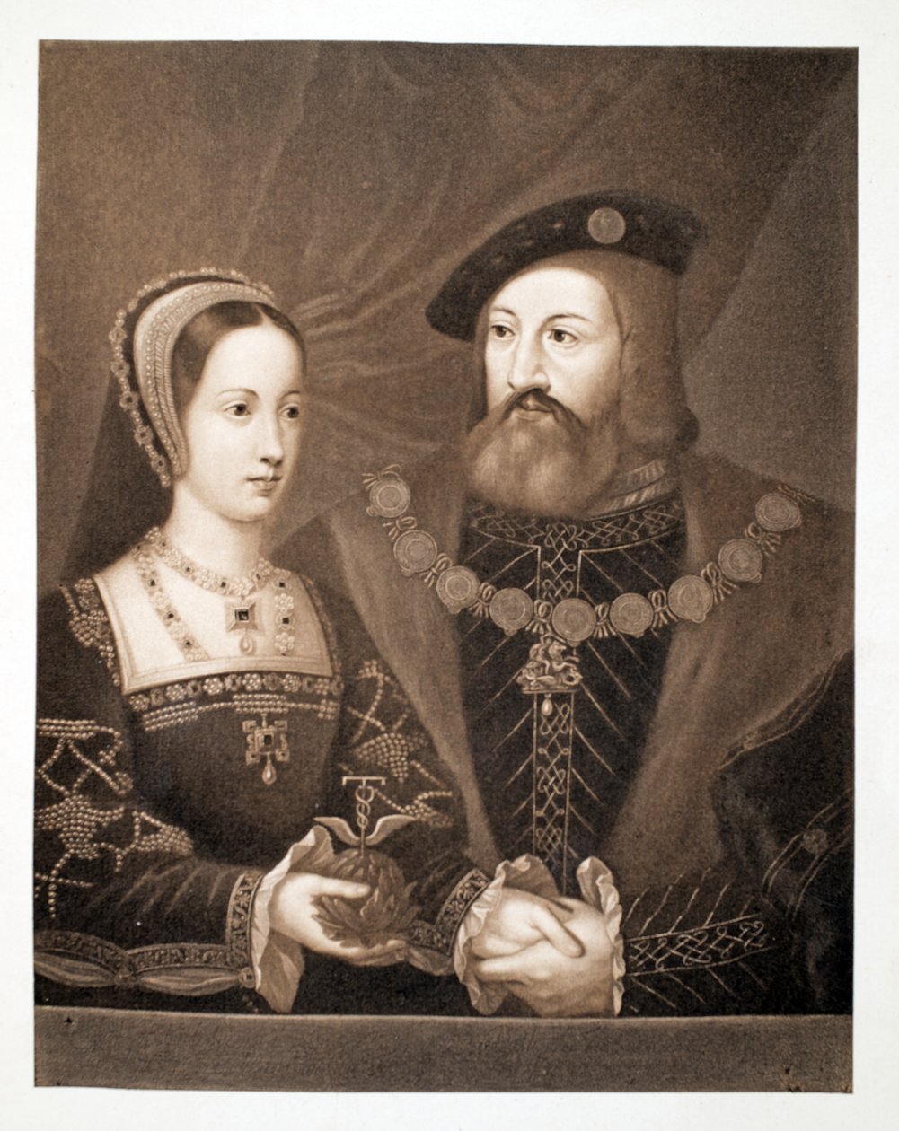 Mary Tudor i Charles Brandon, książę Suffolk, ok. 1515, wyd. 1902 (kolotyp) autorstwa Jan Gossaert