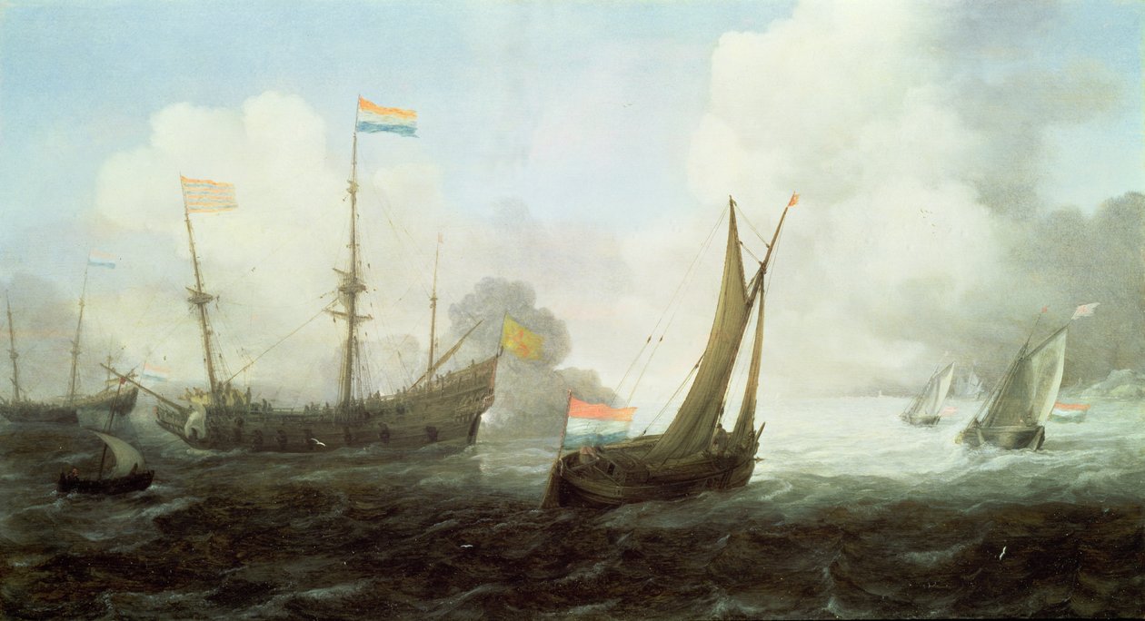 Wojna z salutem, XVII w. autorstwa Jan Porcellis
