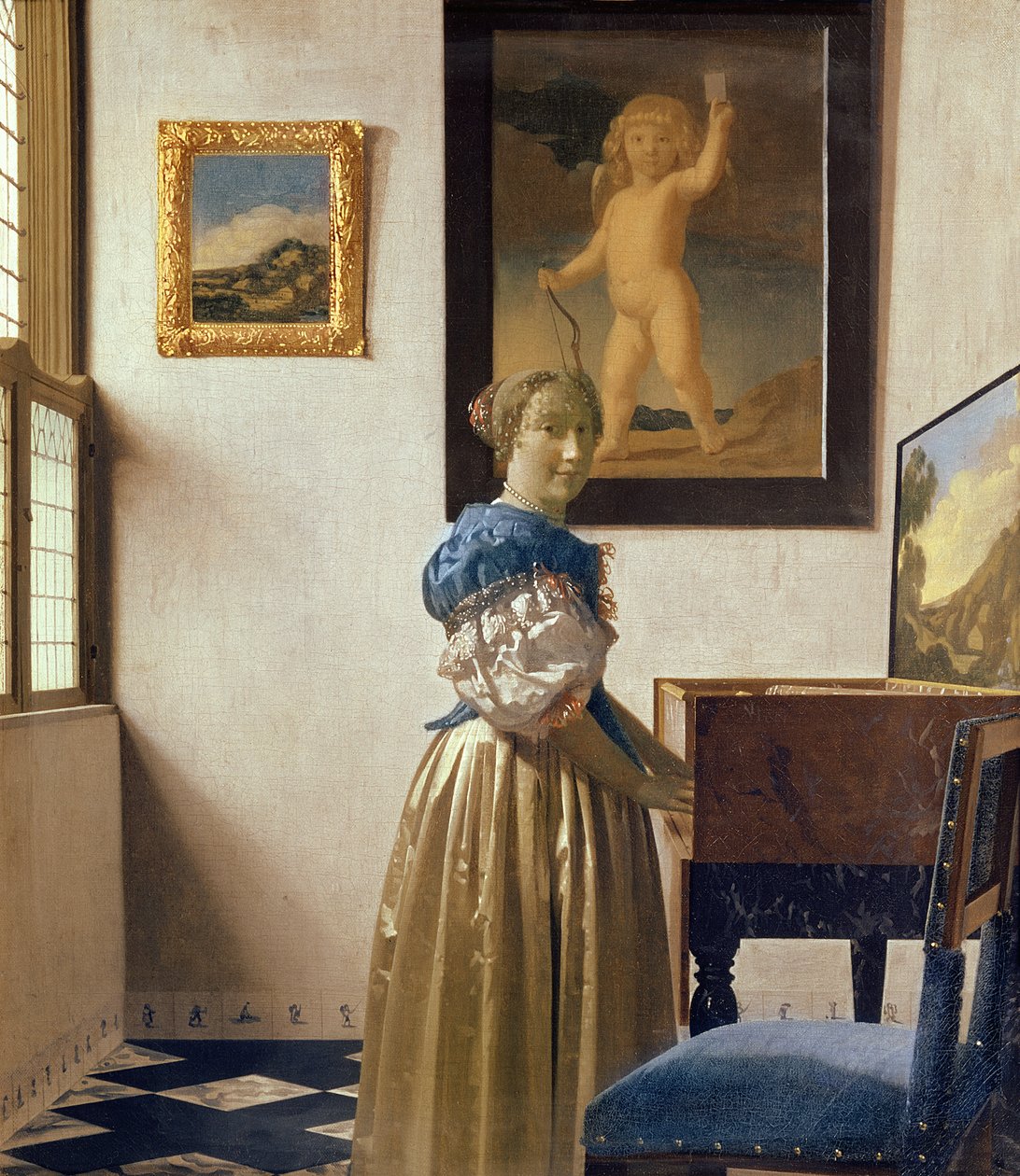 Młoda kobieta stojąca w Virginal, ok. 1670-72 autorstwa Jan Vermeer van Delft
