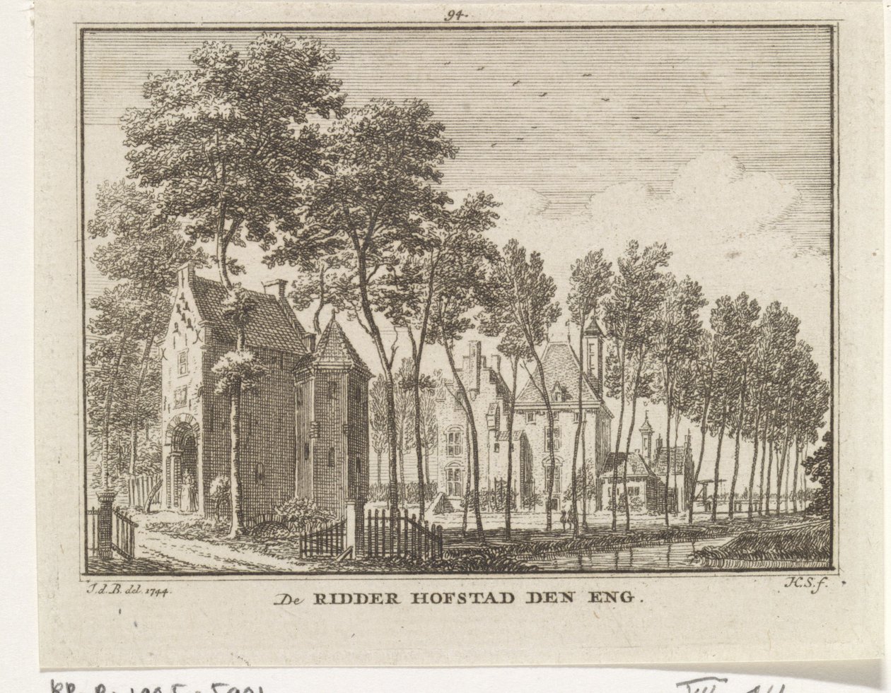 Widok zamku Den Engh, Vleuten - 1773 autorstwa Jan de Beijer