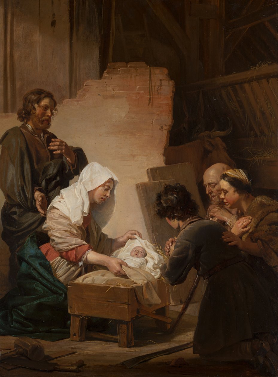 Adoracja pasterzy autorstwa Jan de Bray