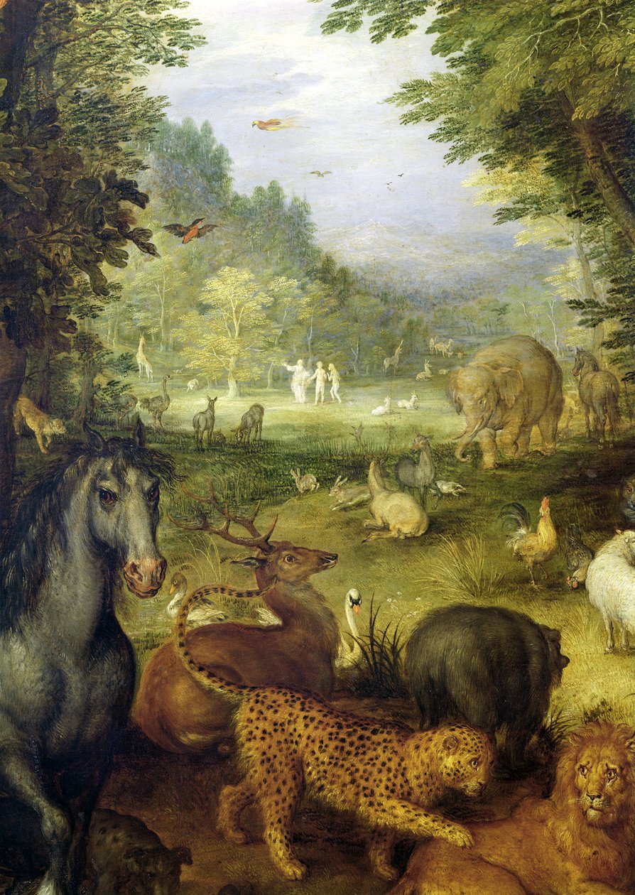Ziemia, czyli ziemski raj, fragment zwierząt, 1607-08 (olej na miedzi) autorstwa Jan the Elder Brueghel
