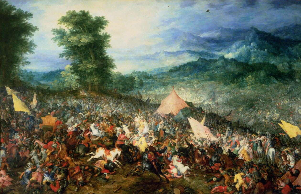 Bitwa pod Arbelles, lub bitwa pod Issus, 1602 r. autorstwa Jan the Elder Brueghel