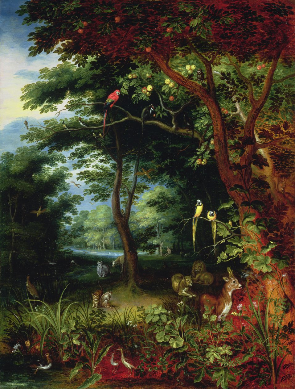 Rajska scena z Adamem i Ewą (panel) autorstwa Jan Brueghel the Younger