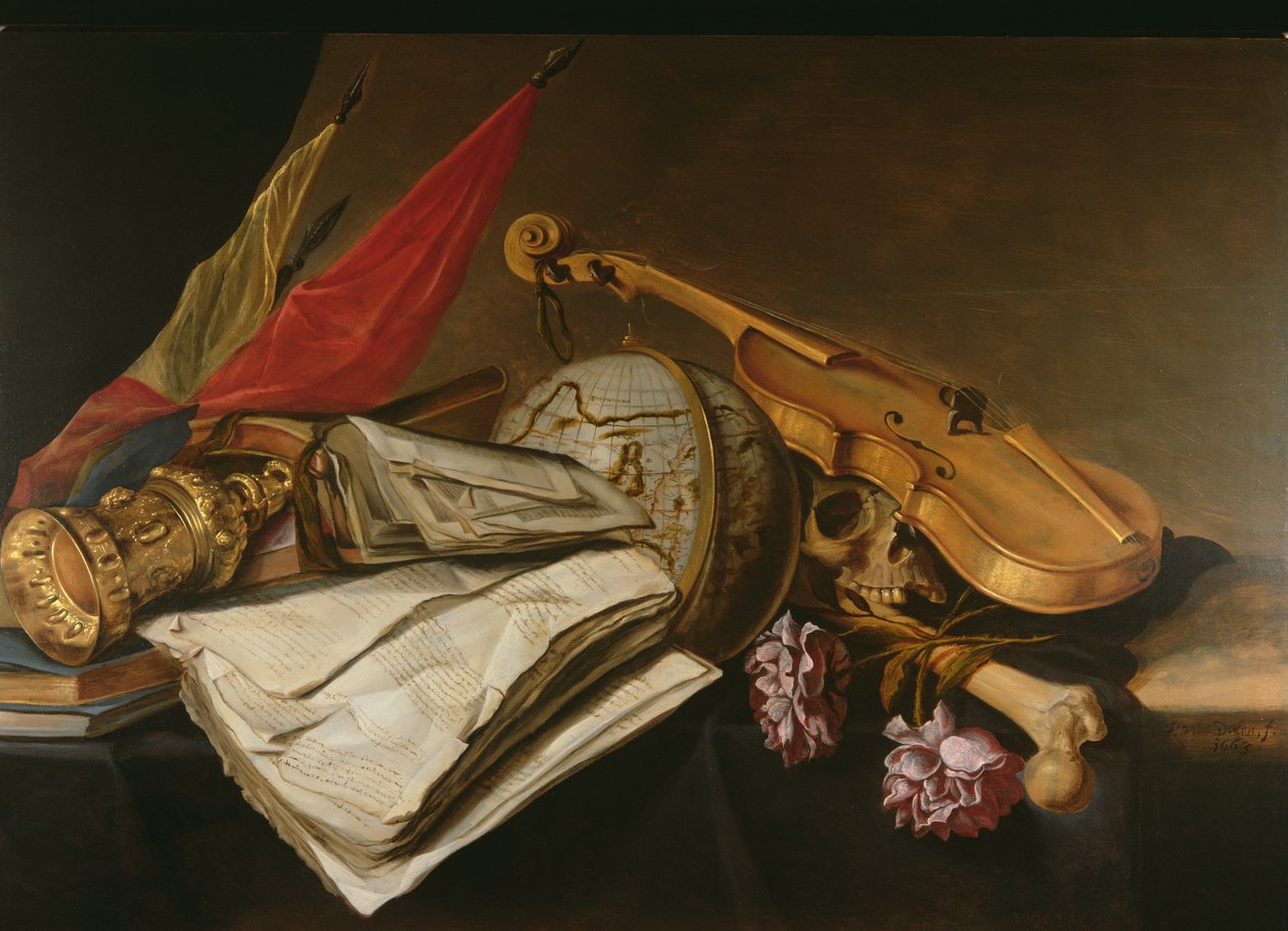 Martwa natura Vanitas, 1663 autorstwa Jan van Dalen