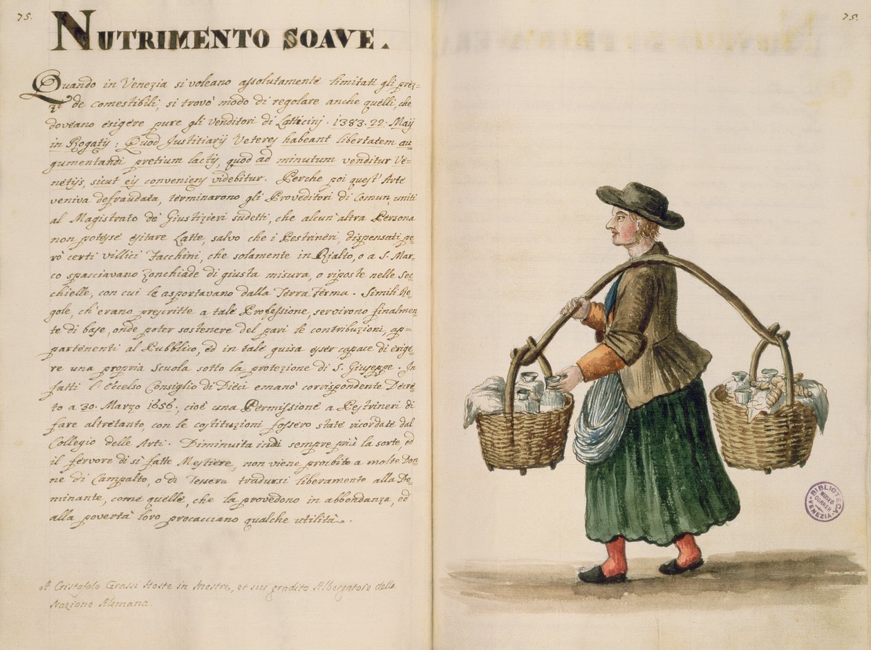 Sprzedawca napojów, Wenecjanin (rękopis) autorstwa Jan van Grevenbroeck