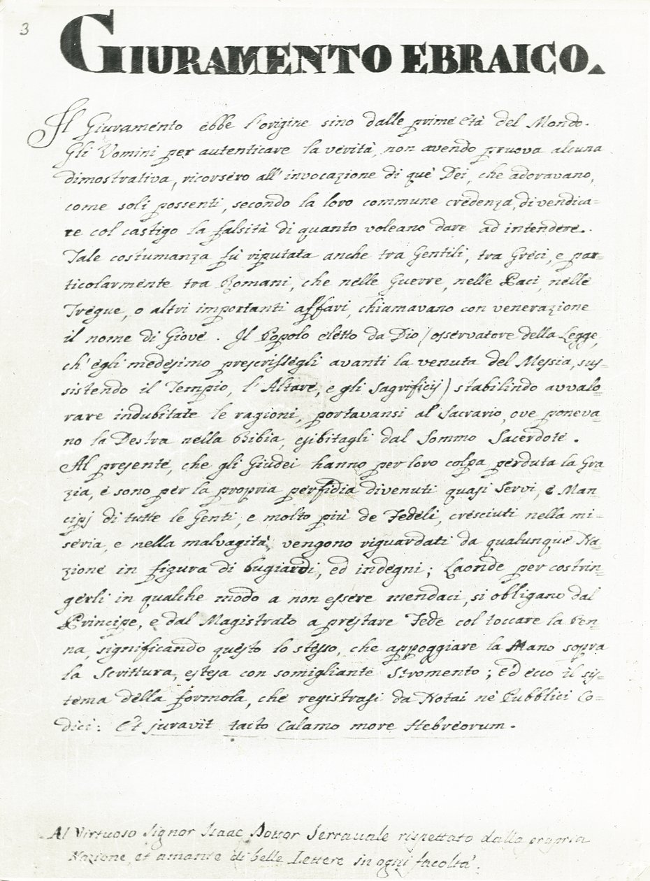 Przysięga żydowska, strona z „Gli abiti dei Veneziani” (tusz na papierze) (patrz 188184 dla załączonej ilustracji) autorstwa Jan van Grevenbroeck