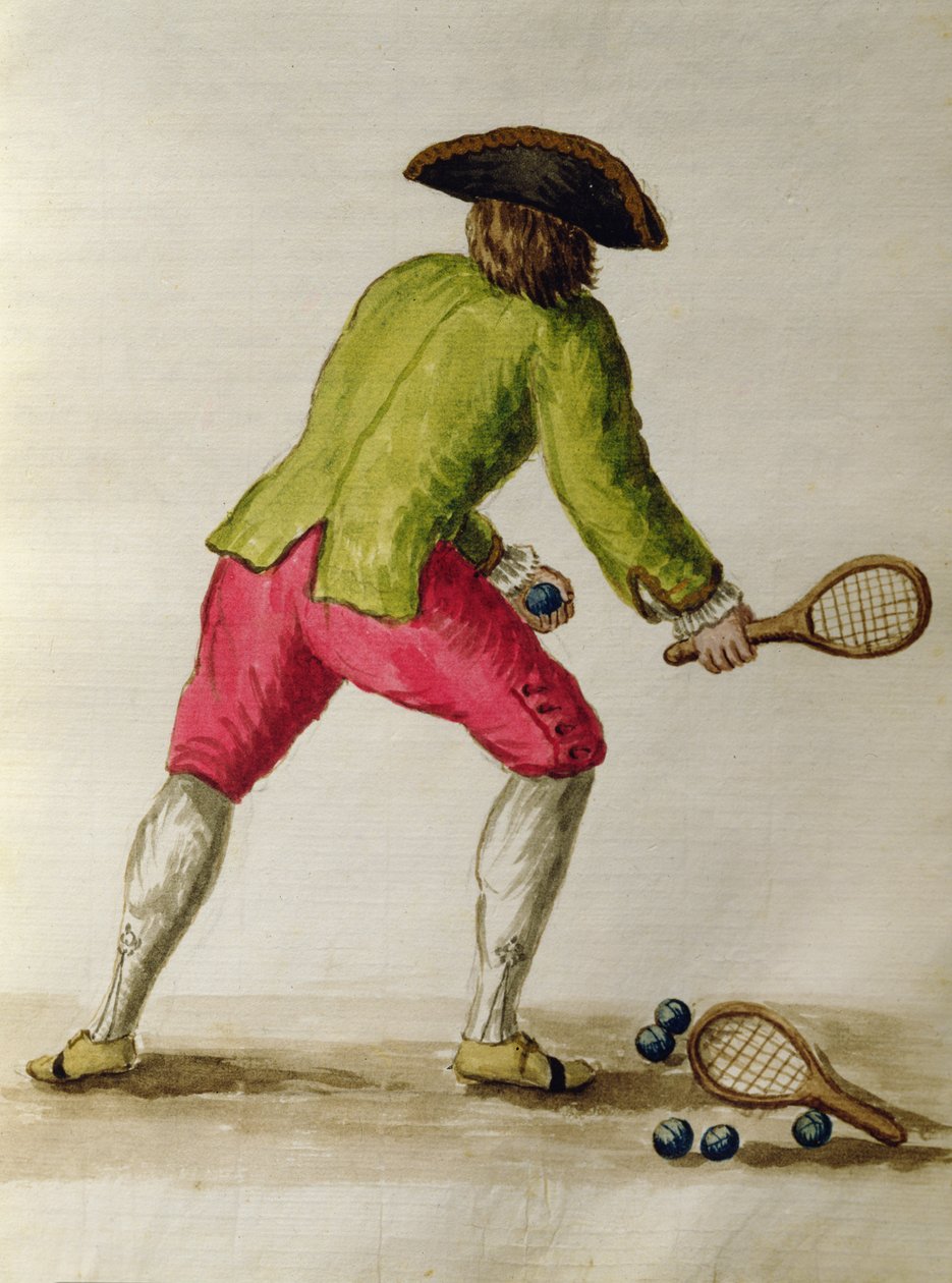 Szlachcic grający w rakiety (pióro i atrament i toaleta na papierze) autorstwa Jan van Grevenbroeck