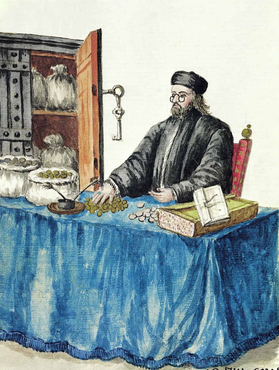 Venetian Moneyylender, хувцасны поли зурагтай номноос autorstwa Jan van Grevenbroeck