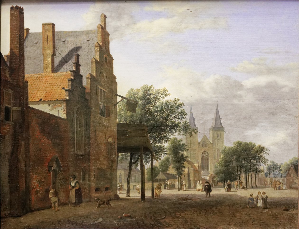 Plac i kościół św. Wiktora w Xanten autorstwa Jan van der Heyden