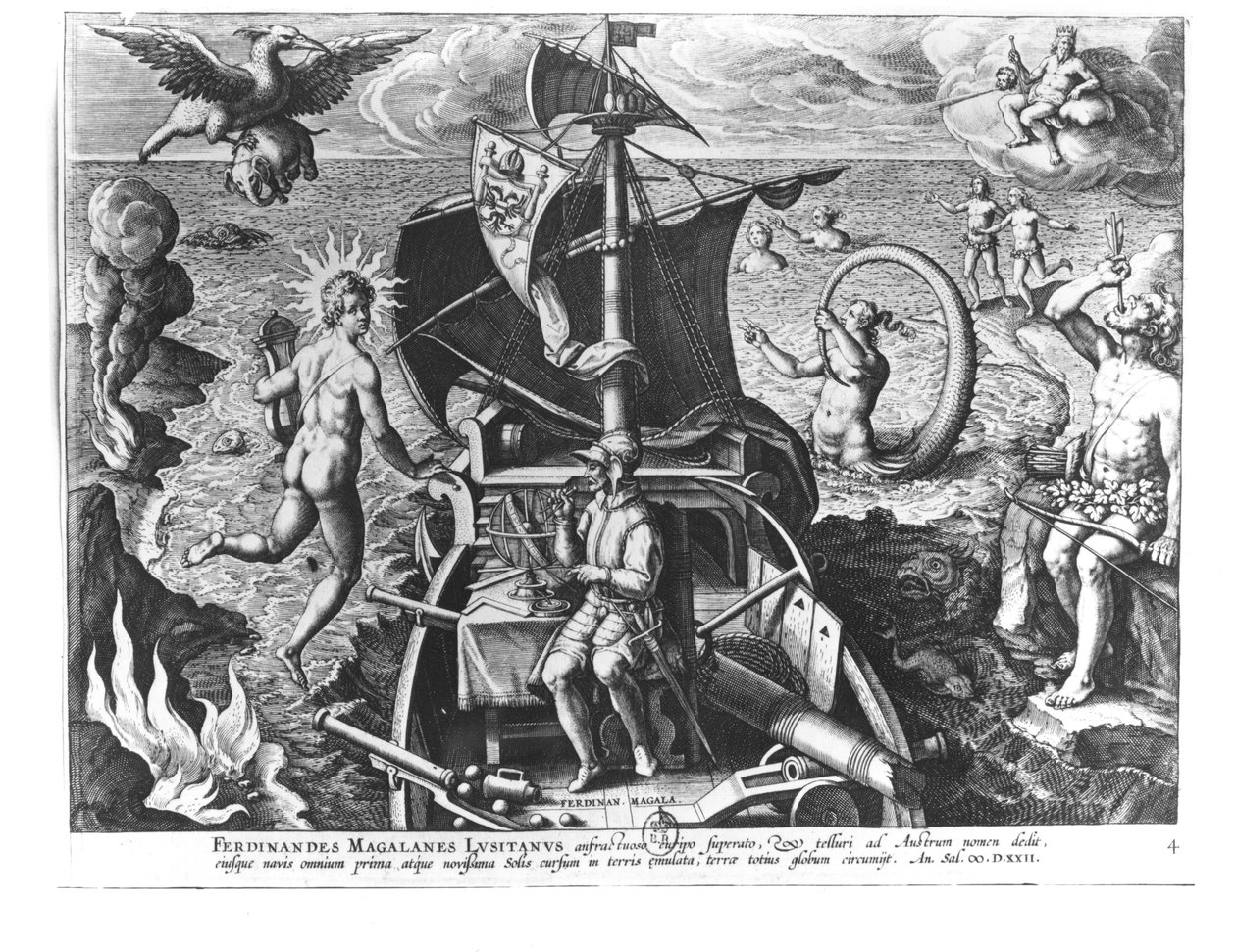 Фердинанд Магеллан (ойролцоогоор 1480-1521) каравел дээрээ, 1522 поли autorstwa Jan van der Straet