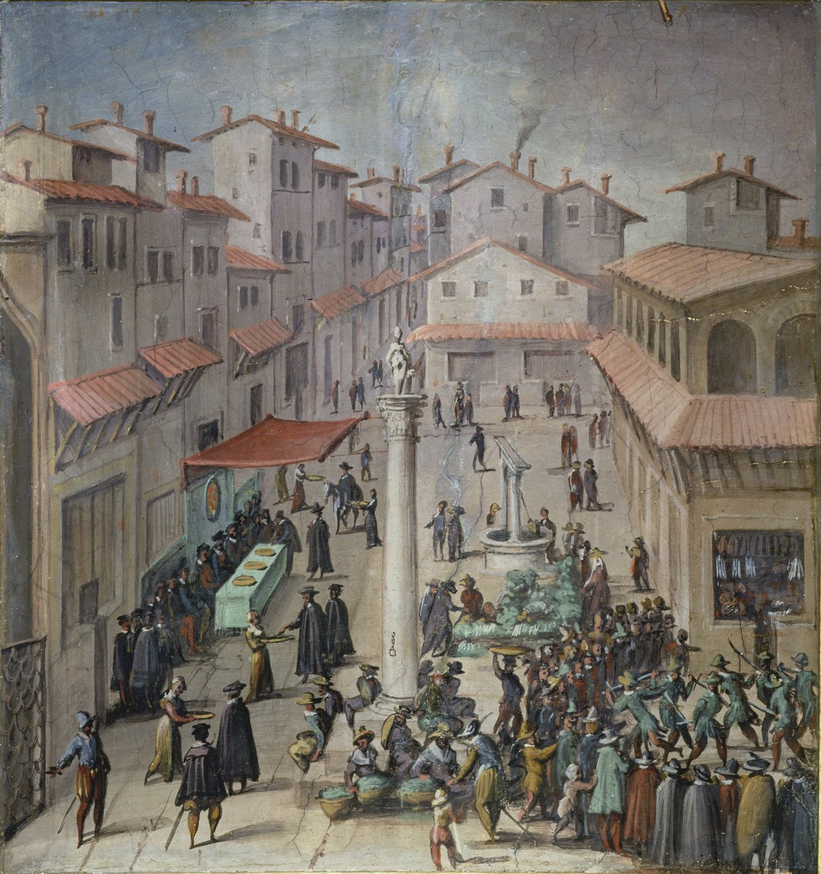 Piazza del Mercato Vecchio, Florencja, 1555 autorstwa Jan van der Straet