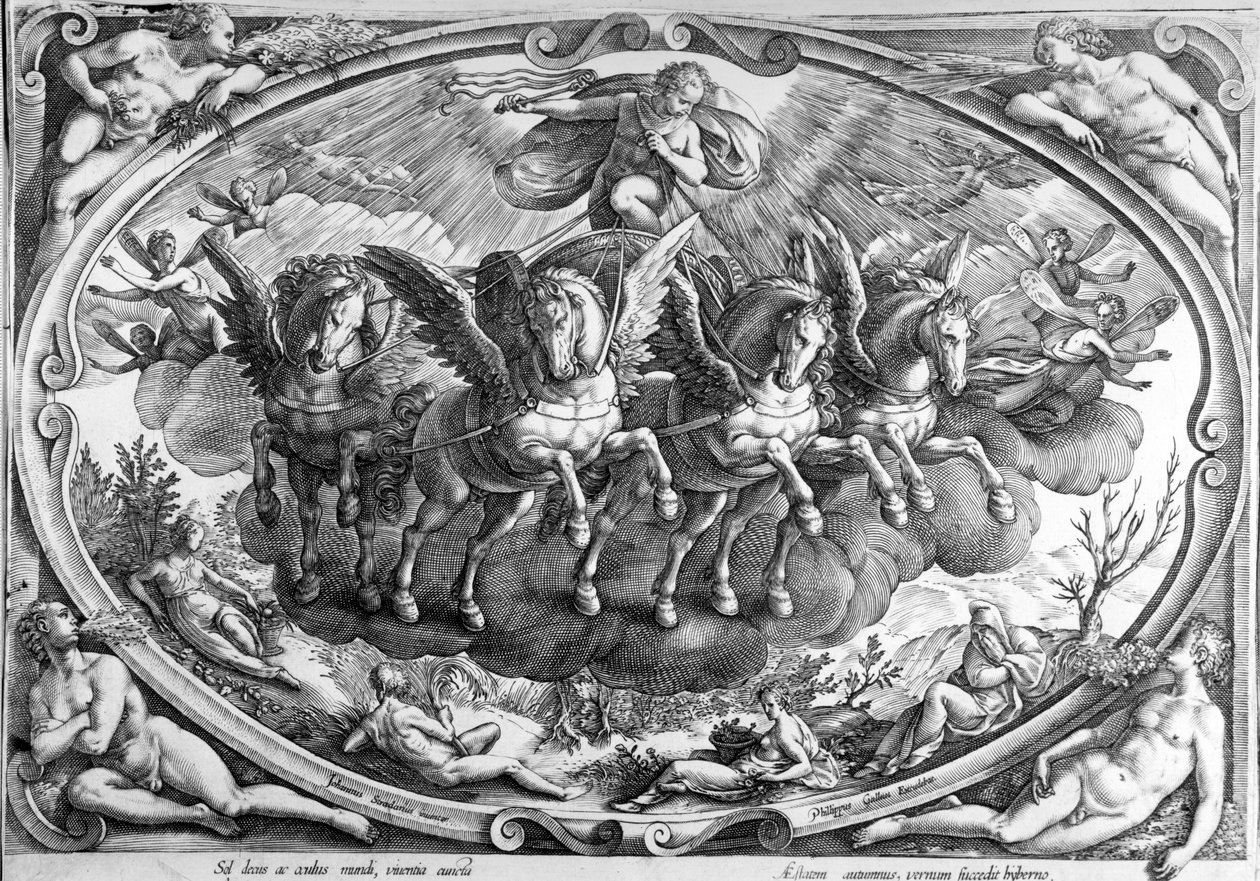 Cztery pory roku, grawerowane przez Philipa Galle, c.1580 autorstwa Jan van der Straet