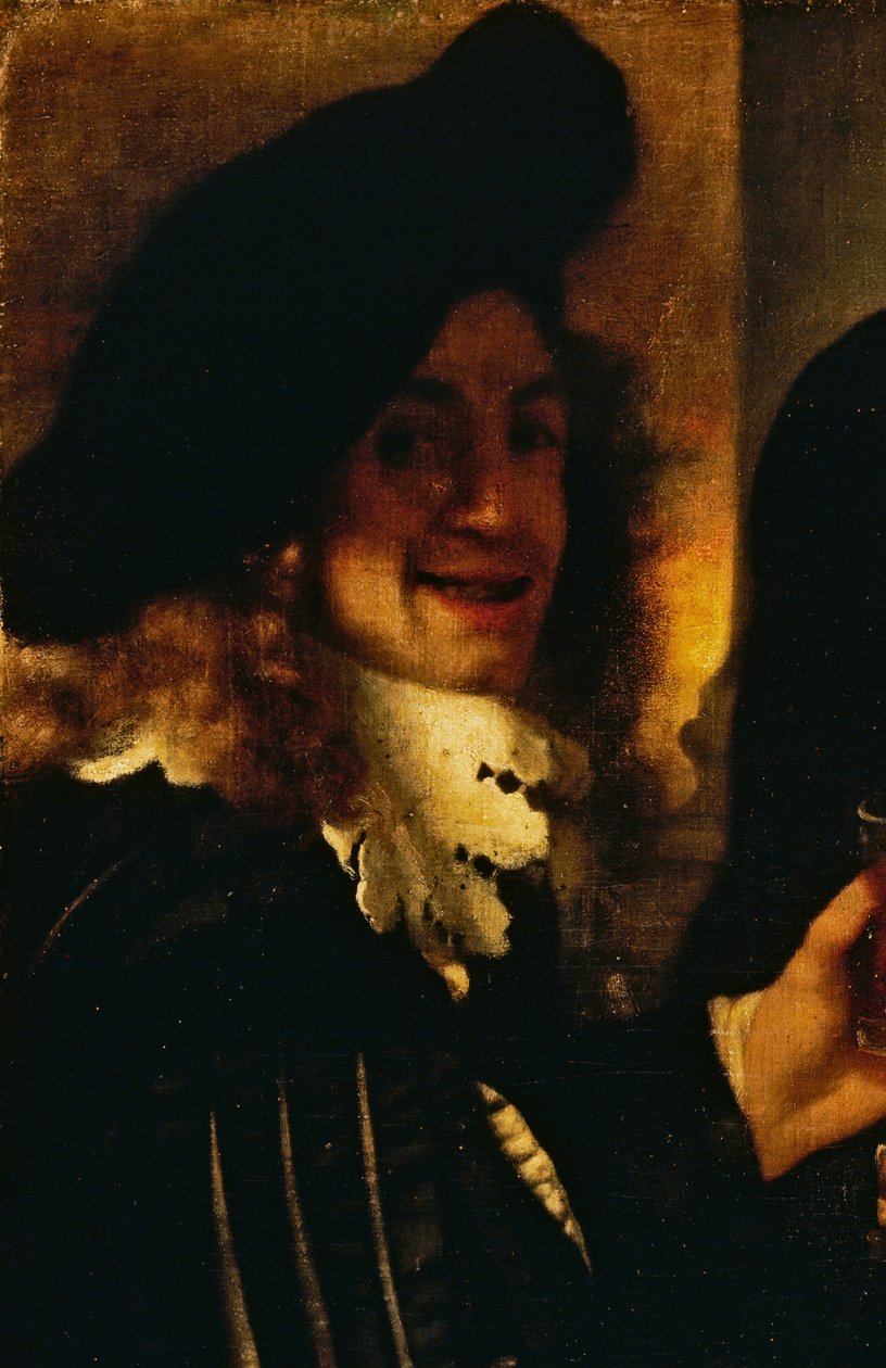 Muzyk, fragment z The Procuress autorstwa Johannes Vermeer