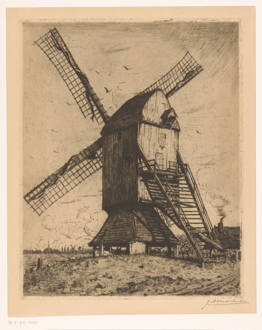 Młyn autorstwa Jan Antonius van Schooten (signed by artist)