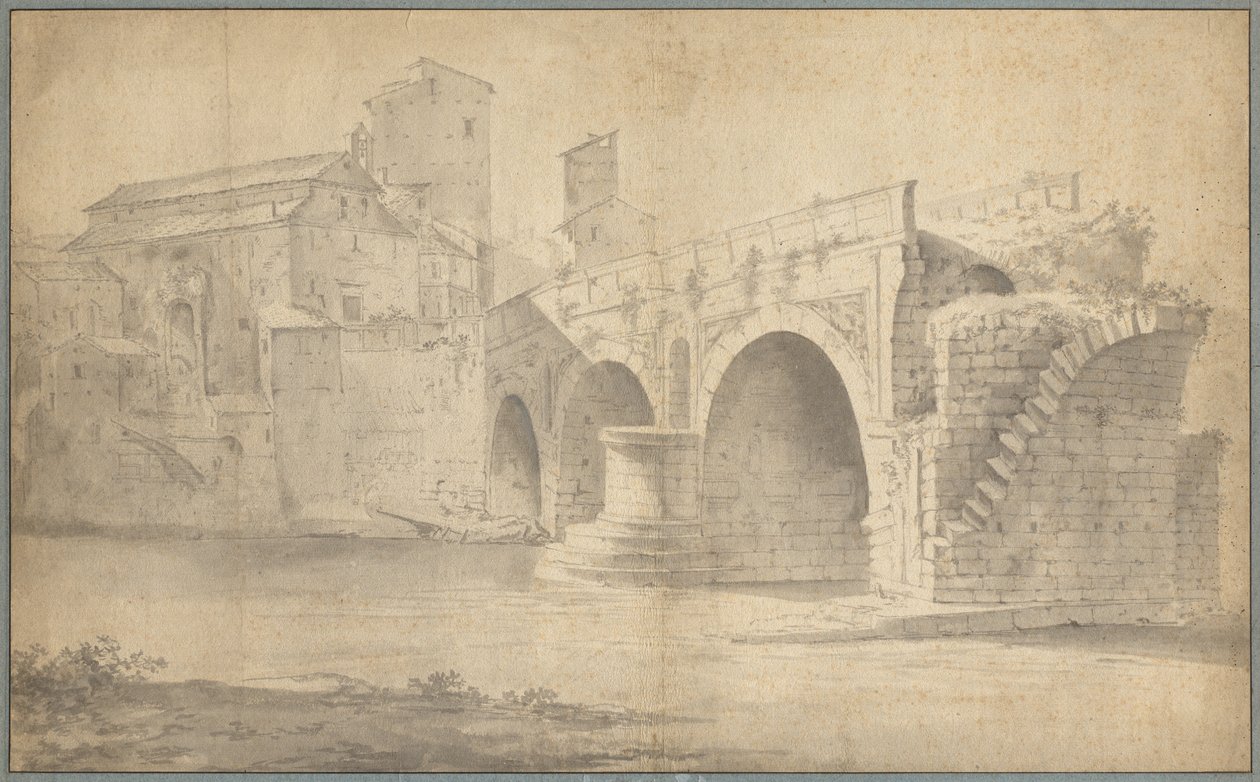Widok na Ponte Rotto, Rzym autorstwa Jan Asselyn