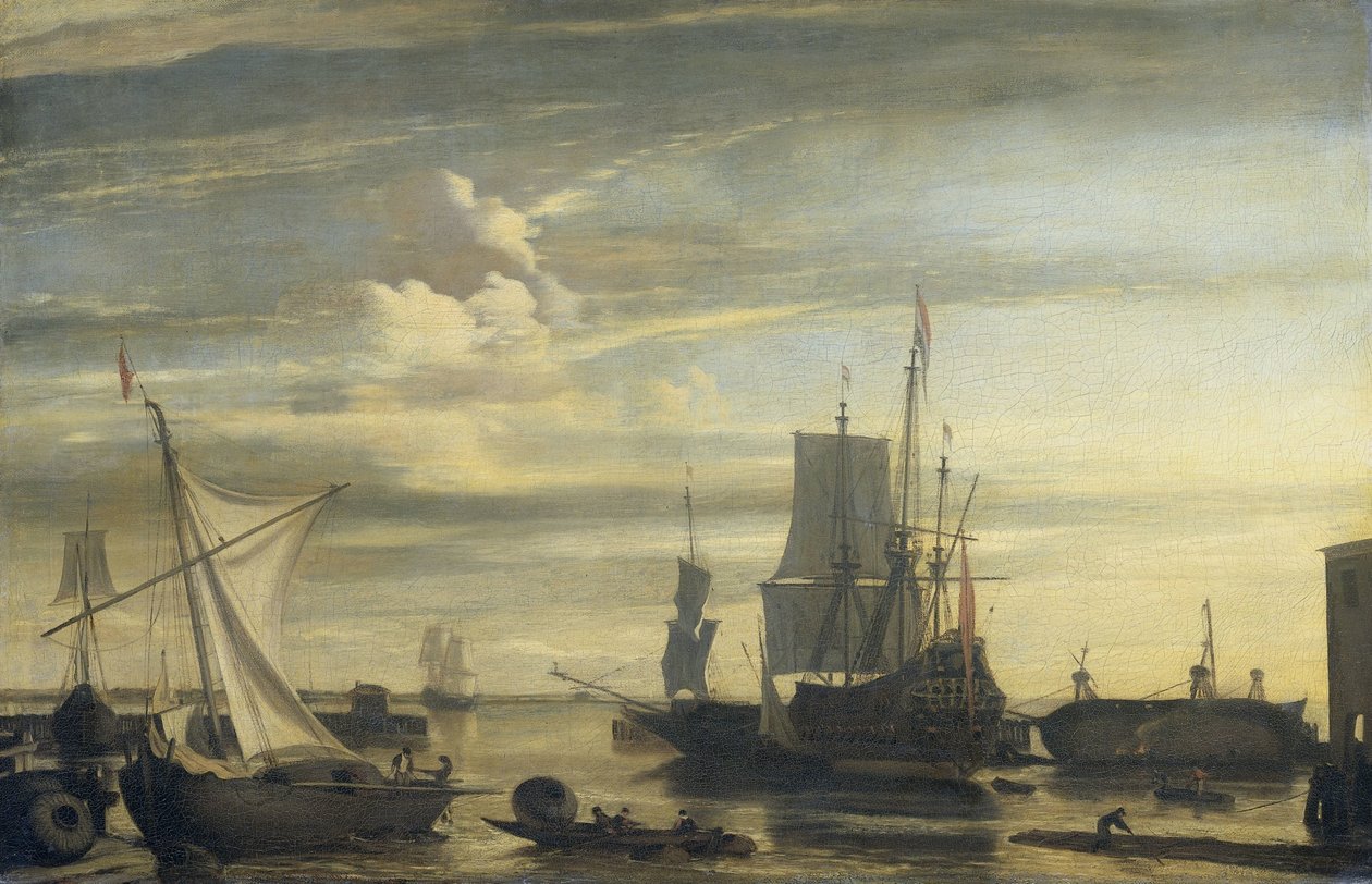 Port o zachodzie słońca autorstwa Jan Claesz. Rietschoof (attributed to)