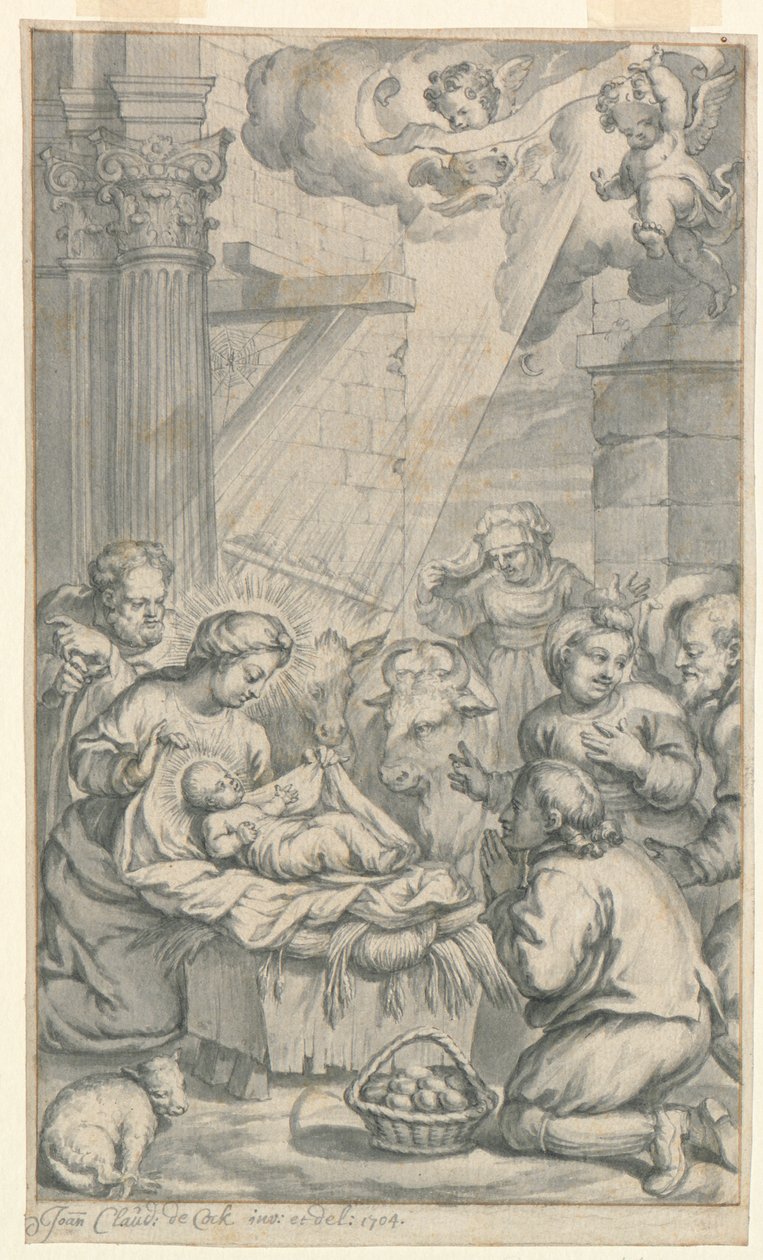 Adoracja pasterzy autorstwa Jan Claudius de Cock