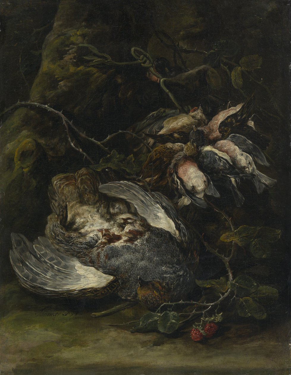 Kuropatwa i małe ptaki łowne, 1650. autorstwa Jan Fyt
