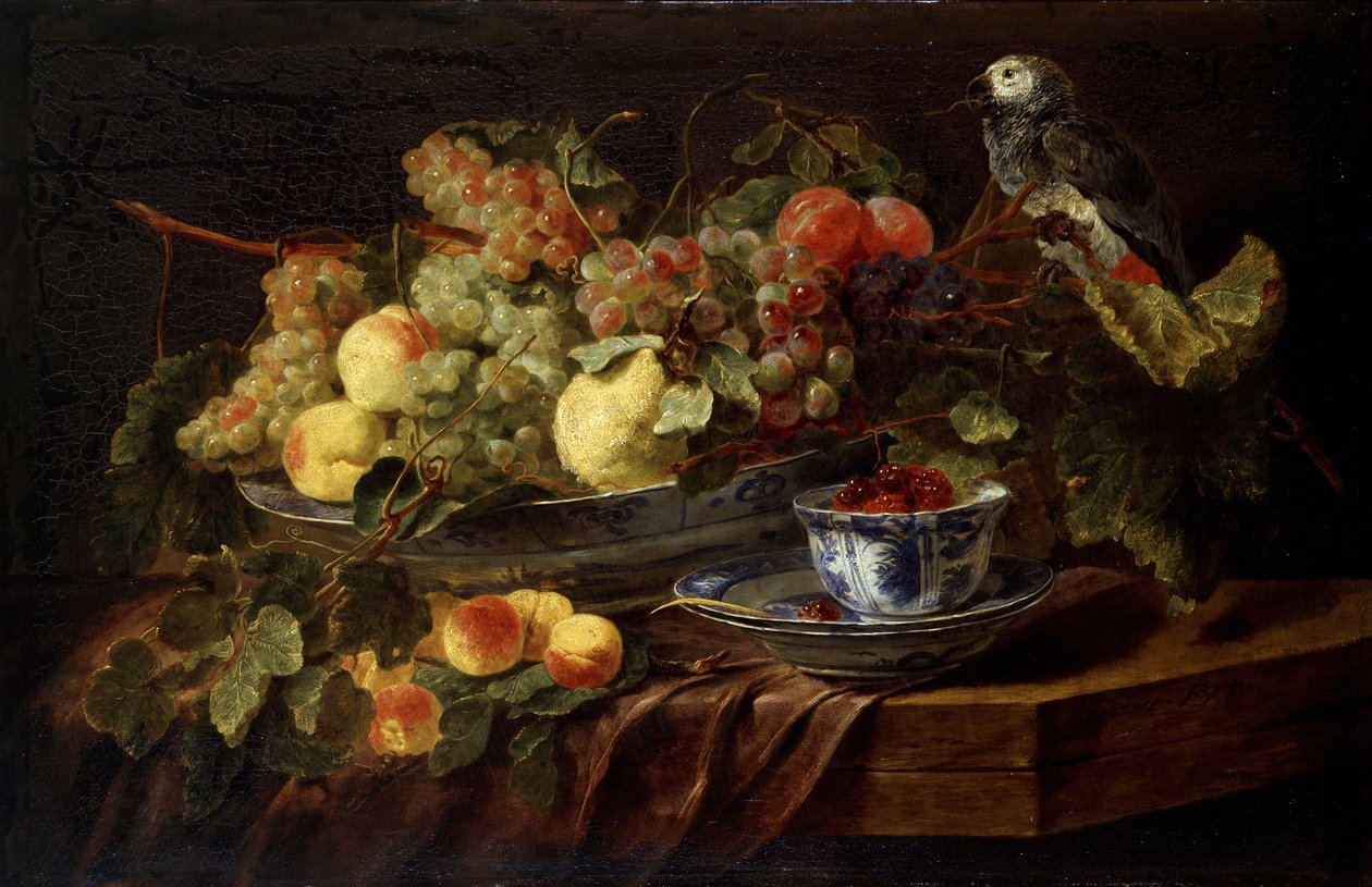 Martwa natura z owocami i papugą, 1645. autorstwa Jan Fyt