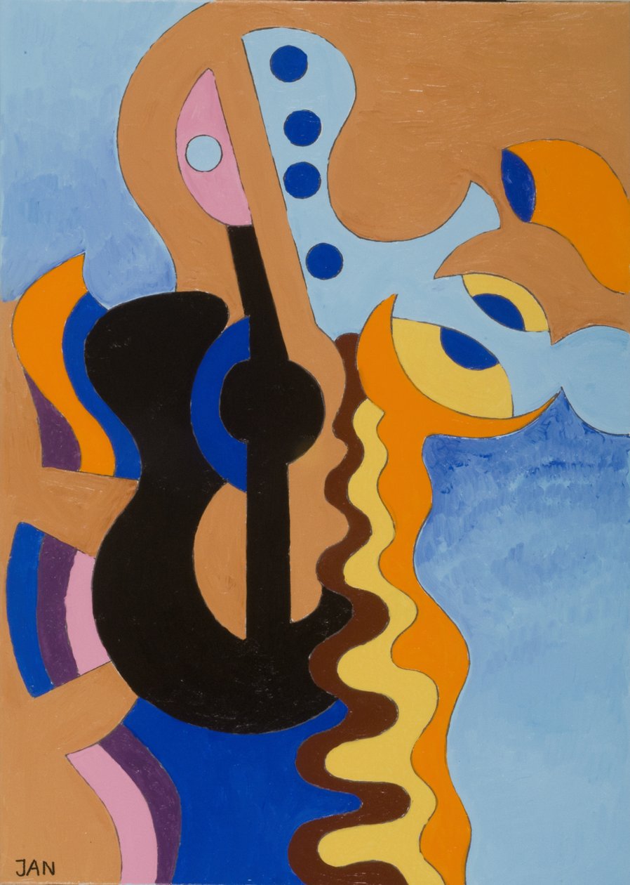 Czarna gitara, 2009 (olej na płótnie) autorstwa Jan Groneberg