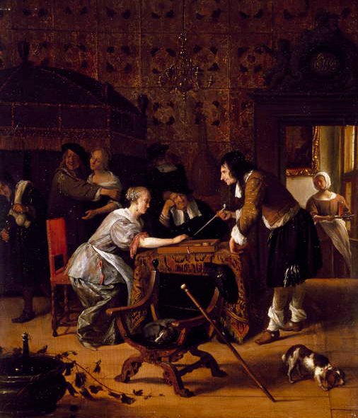 Grając w Trick-Track, 1667 autorstwa Jan Havickszoon Steen