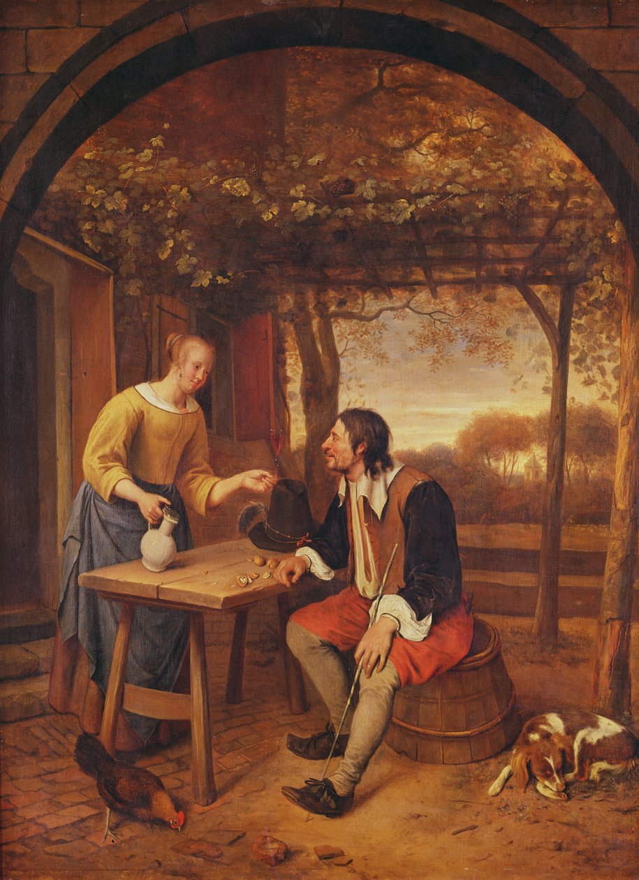 Odpoczynek podróżnika (olej) autorstwa Jan Havickszoon Steen