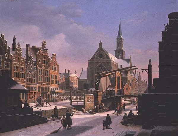 Scena miejska zimą autorstwa Jan Hendrik Verheyen