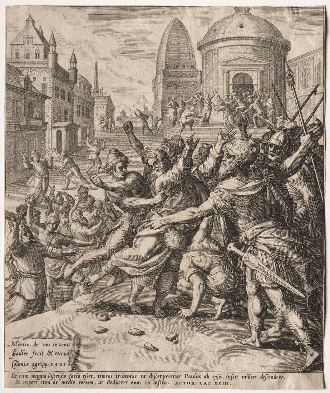 Aresztowanie św. Pawła, 1581 r. autorstwa Jan I Sadeler