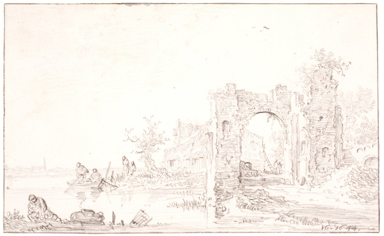 Krajobraz rzeki z ruiną autorstwa Jan Josefsz van Goyen