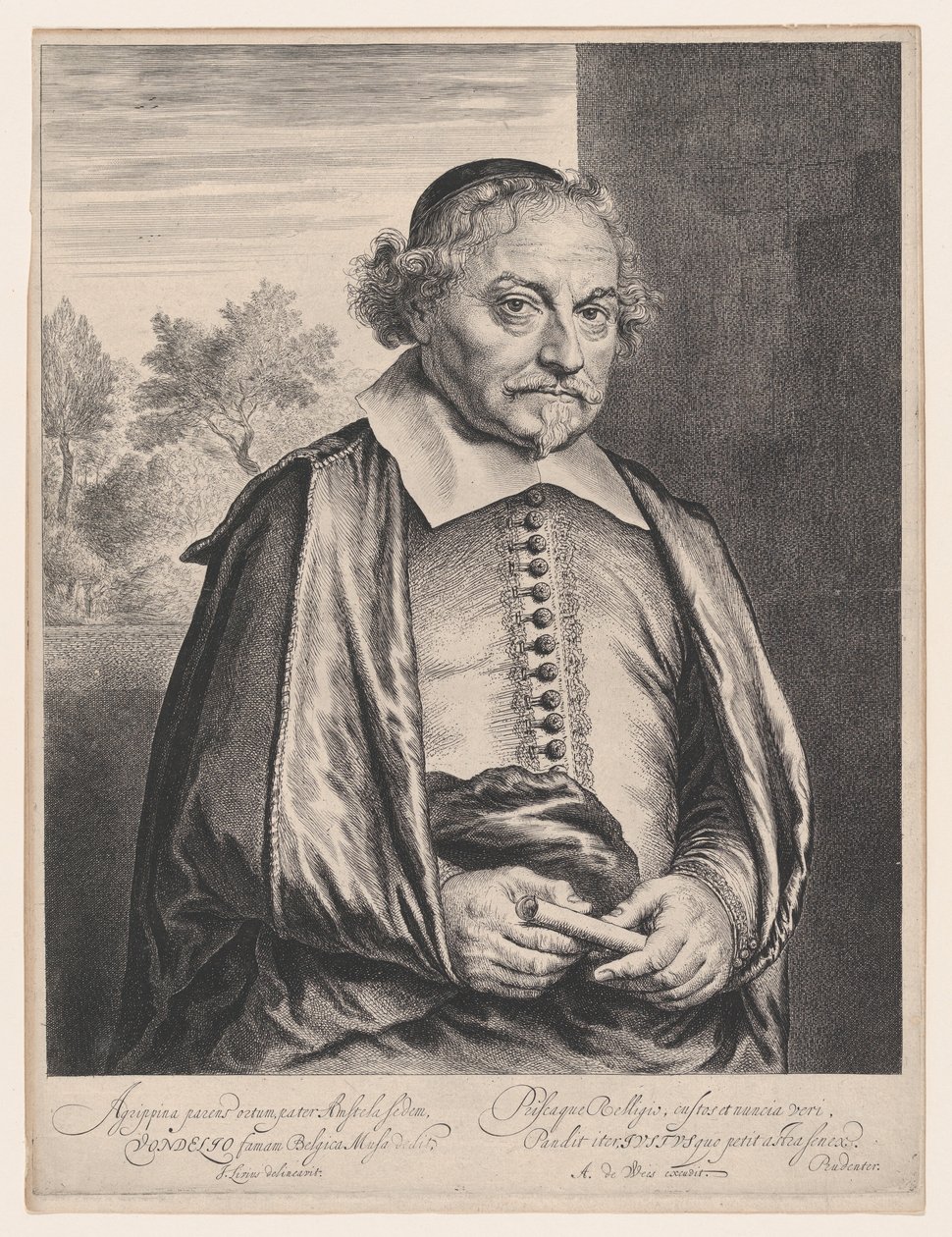 Joost van den Vondel, XVII wiek. autorstwa Jan Lievens